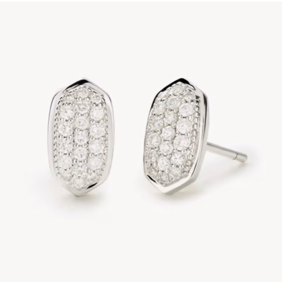 Kendra Scott 14k white gold diamond Amelee stud earrings - Picture 8 of 13